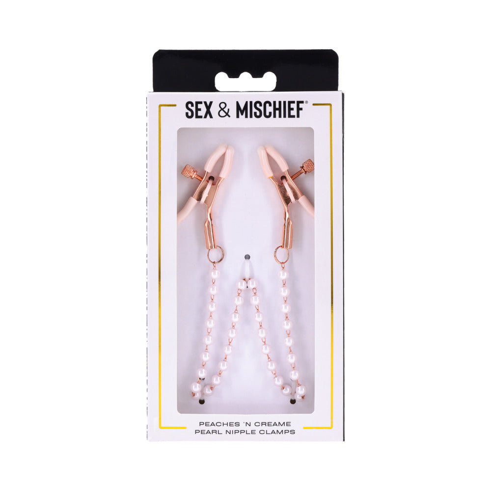 Sportsheets Sex & Mischief Peaches n CreaMe Pearl Nipple Clamps